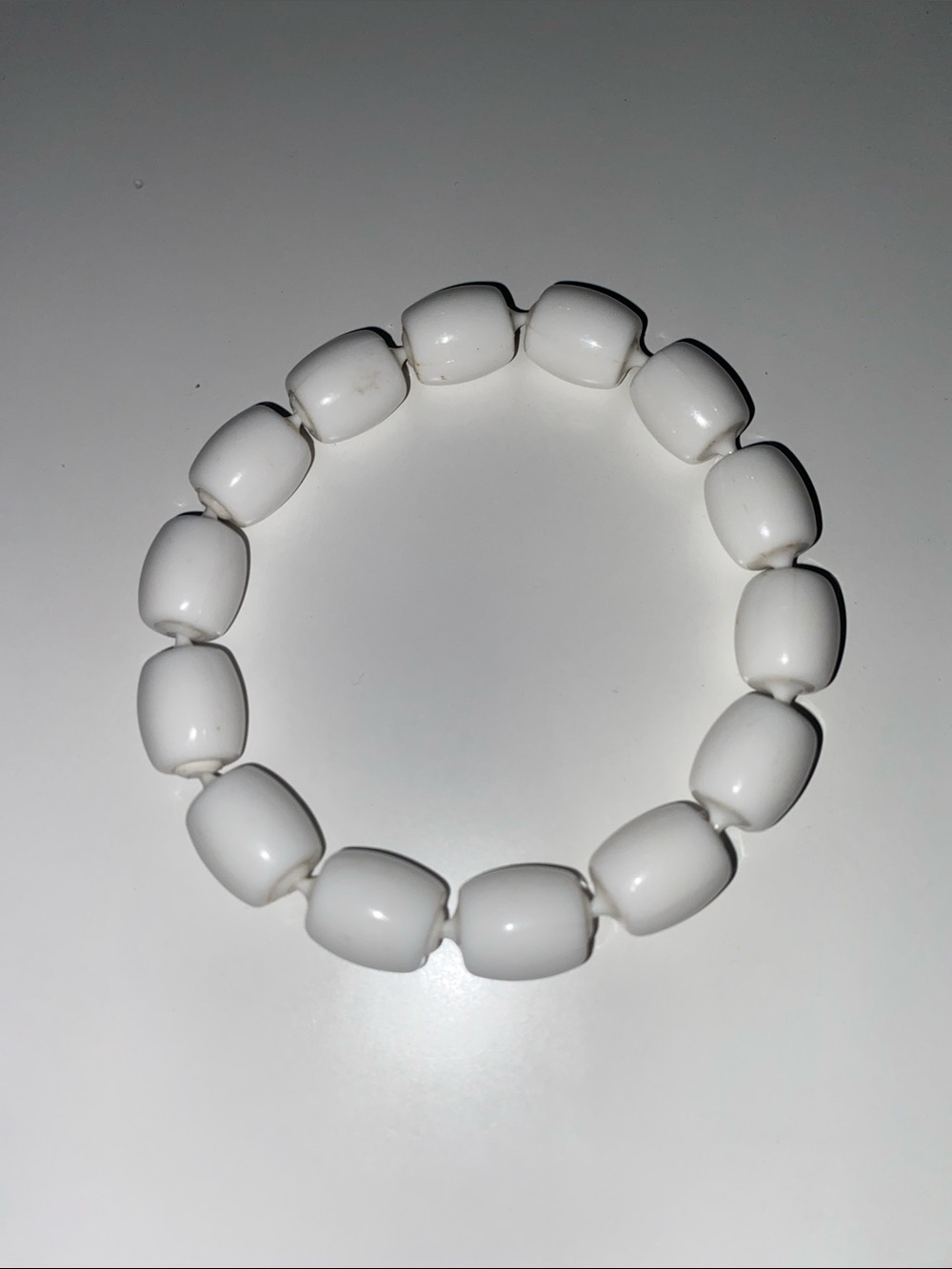 Vintage White Barrel Bead Bracelet - Women Jewelry